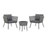 Beliani Bistro Set with Cushion GARGANO PE Rattan Grey, Grey