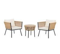 Beliani Bistro Set With Cushions Gargano Pe Rattan Natural