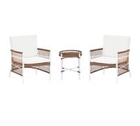 Beliani Bistro Set With Cushions Levico Metal White