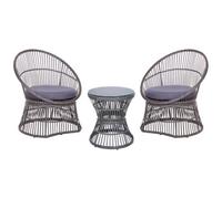 Beliani Bistro Set With Cushions Mesyna Pe Rattan Taupe