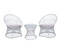 Beliani Bistro Set With Cushions Mesyna Pe Rattan White, White