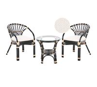Beliani Bistro Set With Cushions Pecorini Rattan Black