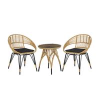 Beliani Bistro Set With Cushions Pellaro Pe Rattan Black