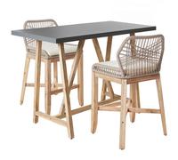Beliani Bistro Set With Cushions Talamone Acacia Wood Grey