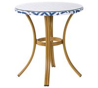 Beliani Bistro Table Rifreddo 70 Cm 70 Cm Tempered Glass Blue