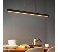 Beliani Black Aluminium Rubberwood Pendant Lamp With Remote Control, Dimmable Led, Warm White, 60Cm Diameter, 118Cm Drop