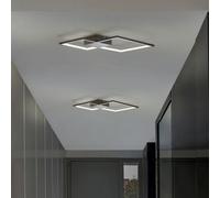 Beliani Black Aluminium Square Ceiling Lamp With Integrated Led, 54 X 54 X 6 Cm