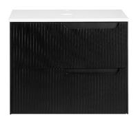 Beliani Black Mdf Wall-Mounted Cabinet 60X52 Cm Fluted Front