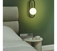 Beliani Black Oval Wall Lamp, Opaque Glass, 15 X 18 X 40 Cm