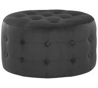 Beliani Black Velvet Round Footstool With Button Tufting, W55 X D55 X H30Cm