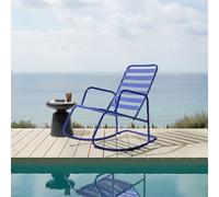 Beliani Blue Aluminium Slatted Garden Rocking Chair - Lightweight Modern Outdoor Seating