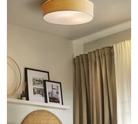 Beliani Boho Ceiling Lamp Natural Paper Wicker 60Cm Flush Mount - Warm Light For Bedroom And Lounge
