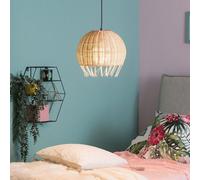 Beliani Boho Eclectic Handmade Rattan Dome Pendant Lamp, Natural - W27 X D27 X H150 Cm