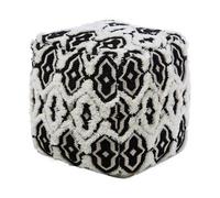 Beliani Boho Pouffe Orai Wool Black/ White