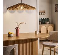 Beliani Boho Raffia Pendant Lamp Handwoven Natural Palm-Leaf Ceiling Light, W78 X H105Cm