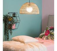 Beliani Boho Rattan Bell Pendant Light W40 X H163Cm, Natural Finish, Handmade