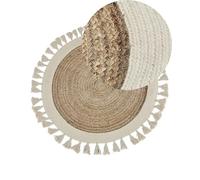 Beliani Boho Rustic Area Rug Round 120 cm Beige Natural Jute Braided Samsun