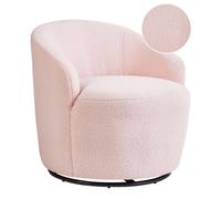 Beliani Boucle Swivel Armchair Pink Davik