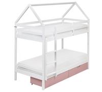 Bunk Bed with Drawers House Pine Wood TERNAS 90 x 200 cm (EU Single) Pink