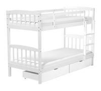 Beliani Bunk Bed With Drawers Pine Wood Revin 90 X 200 Cm Eu Single White, White
