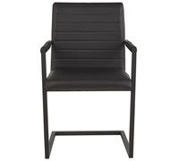 Beliani Cantilever Chairs Set Of 2 Black Faux Leather Upholstered - Slim Matte Iron Frame, Retro-Modern Design