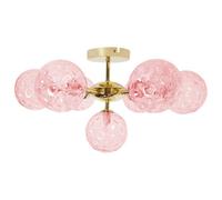 Beliani Ceiling Lamp Anadyr Glass Pink, Pink