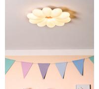 Beliani Ceiling Lamp With White Acrylic Flower Shade, Remote-Controlled Dimming, Dual Ceiling Or Wall Mount