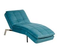 Beliani Velvet Chaise Lounge Teal Loiret, Blue