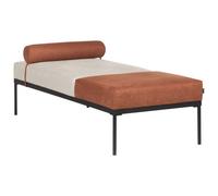 Beliani Faux Linen Chaise Lounge Beige And Golden Brown Malmos, Brown