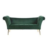 Beliani Velvet Chaise Lounge Green Nantilly, Green