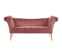 Beliani Velvet Chaise Lounge Pink Nantilly, Pink