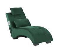 Beliani Chaise Longue Simorre Velvet Emerald Green With Built-In Bluetooth Speaker