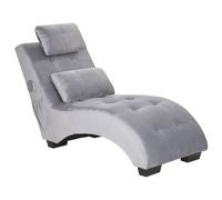 Chaise Longue SIMORRE Velvet Grey with Built-In Bluetooth Speaker