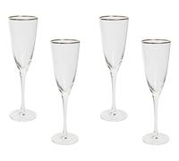 Beliani Champagne Flutes Transparent Glass Set of Hand-Blown Cl (Pack of 4) | Handmade, Does Not Require Assembly, 7 x 26 cm