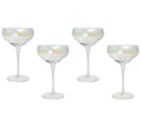 Beliani Champagne Saucers Transparent Glass Set of Coupes (Pack of 4) | Handmade, Does Not Require Assembly, 11 x 19 cm