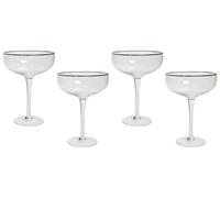Beliani Champagne Saucers Transparent Glass Set of Coupes (Pack of 4) | Handmade, Does Not Require Assembly, 13 x 18 cm