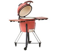 Beliani Charcoal Bbq Grill Kamado Ceramic Red, Red