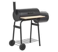 Beliani Charcoal Bbq With Lid And Offset Smoker, Black Steel, W110 X D51 X H115Cm