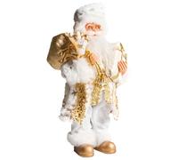 Beliani Christmas Decoration Gold Fabric Santa Claus Father Standing Figure | Handmade, Does Not Require Assembly, 14 x 40 cm