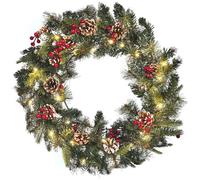 Beliani Christmas Wreath Led Paimio 60 Cm Green