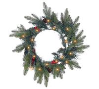 Beliani Christmas Wreath Led Whitehorn 50 Cm Dark Green