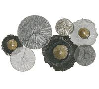 Beliani Circles 3D Metal Wall Art Black Silver Gold White - 64 X 38 Cm Horizontal Modern Decor
