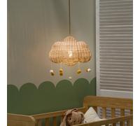 Beliani Cloud Pendant Lamp - Handwoven Natural Rattan Shade, Soft Warm Glow, Boho Kids Bedroom Ceiling Light, Large W33 X D13 X H180Cm