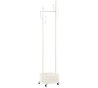 Beliani Coat Stand Vezelay With Shelf With Wheels White