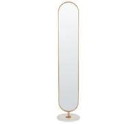 Beliani Coat Stand with Mirror Gold Aluminium Garment Rack Clothes Indoor | Metal, Painted, Full Assembly Required, 30 kg Capacity, 34 x 170 cm
