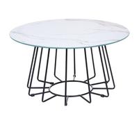 Coffee Table BERNIE Tempered Glass White Marble