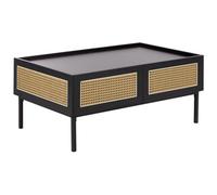 Beliani Coffee Table CULLEN Rattan Black with Storage, Black