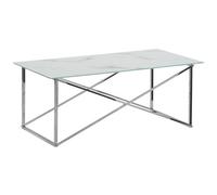 Beliani Coffee Table EMPORIA Tempered Glass Marble/ Silver, White