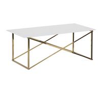 Beliani Coffee Table EMPORIA Tempered Glass White/ Gold, White