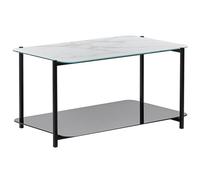Beliani Coffee Table Gloster Tempered Glass White Marble